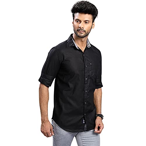 Repeld The Challenger Full Sleeves Plain Regular & Casual Fit Shirt,Black(M) | Anti Odor | 4 Way Stretch | Quick Dry