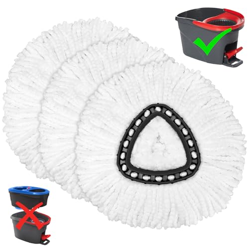3 Pack Mop Replacement Heads for O-Ceda Mop Replace Head EasyWrin Spin Mop Heads Replacements, Microfiber Spin Mop Refills, Easy Cleaning Mop Head Replacement