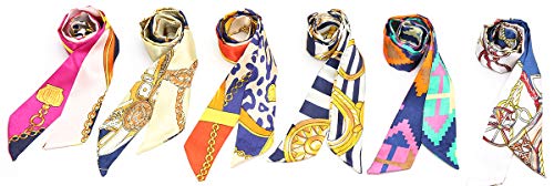 Obosoyo 6pcs Fashion Bag Handbag Handle Ribbon Scarf Neckerchief Scarf Package Band Hair Head Decoration (6pcs Scarf B)