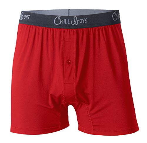 Chill Boys Viscose from Bamboo Boxers for Men - Cool Comfortable, Soft Breathable Men's Underwear - Boxer Shorts (Large, Red)