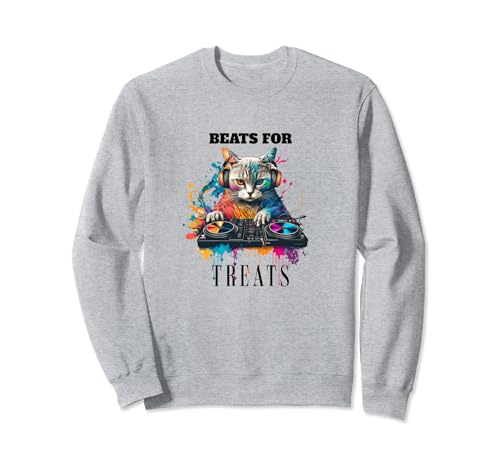 Funny Cat Dad, Mom DJ Beats for Treats Party Sweatshirt
