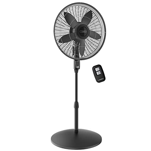 Lasko Oscillating Pedestal Fan, Adjustable Height, Remote Control, 4 Speeds, for Bedroom, Living Room, Home Office and College Dorm Room, 18', Black, S18440