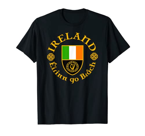 Ireland Éirinn go Brách (Ireland Forever) Celtic Harp Shield T-Shirt