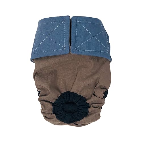 Barkertime Light Blue on Brown Premium Waterproof Cat Diaper, XS, Without Tail Hole Stud Pants for Piddling, Spraying, Incontinent Cats - Made in USA