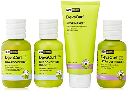 DevaCurl The Essential Starter Kit For Fine Waves, Curls, And Coils, 4 ct.