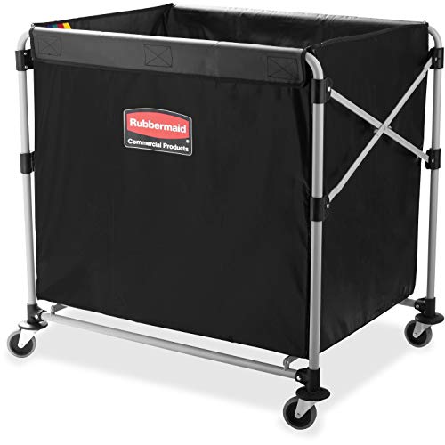 Rubbermaid Commercial Products, Collapsible X Cart Laundy Cart, College Move-In, Transport Supplies and Groceries, Steel, 8 Bushel (300 L) Cart, 36' L x 7' W x 34' H, Black