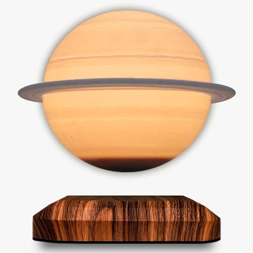 LEVINA Floating Saturn Moon Lamp - Levitating Saturn Moon Night Light Rotating - Realistic Saturn Display 3 Color Modes, Plug & Play Design, LED Light - Desk, Bedroom, Nursery, Living Room Décor