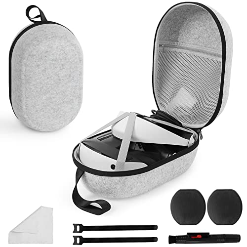 PECOOVR Hard Carrying Case for PSVR 2, Portable Protective Bag for PSVR2 Gaming Headset and Controller Accessories, Includes Lens Cover, Cleaning Pen, Cloth for PlayStation VR2 Travel and Home Storage
