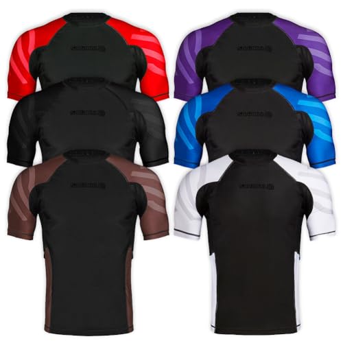 Sanabul Essentials Short Sleeve Compression Shirt for Men | MMA Wrestling Jiu Jitsu BJJ Base Layer Rash Guard | Workout Men's Compression Shirt (Large, All Black)