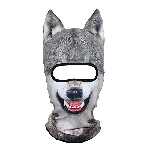 AXBXCX 3D Animal Ears Balaclava Winter Warmer Face Mask for Skiing Snowboarding Snowmobile Halloween Christmas Wolf