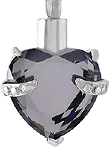 ZHZG Ashes Keepsake Necklace Men's Necklace Steel Pendant Souvenir Colored Crystal Urn Necklace Memorial Heart Grey Souvenir Stainless Steel Cigarette Small Box