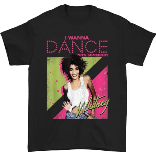 Whitney Houston Shirt I Wanna Dance with Somebody for Youth Man T-Shirt Women Graphic Printing Short Sleeve Black XX-Large