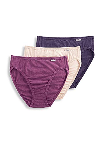 Jockey Women's Underwear Plus Size Elance French Cut - 3 Pack, Oatmeal/Boysenberry/Perfect Purple, 10