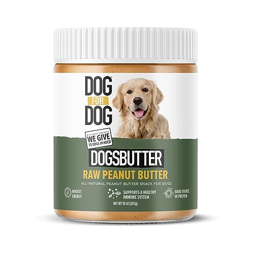 DOG for DOG Raw Dog Peanut Butter | 10 oz Dog Friendly Peanut Butter | Healthy Peanut Butter for Dogs Food & Dog Treats | DogsButter with Natural Antioxidants & No Sugar or Xylitol | Made in The USA