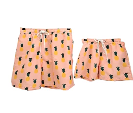 Father Son Matching Outfit inPink-Yellow: Father Son Matching Swim Trunks, Father and Son Matching Swimsuit Boy- 7-8-Y
