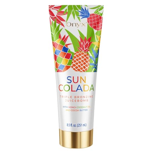 Onyx Suncolada Triple Bronzing Pineapple Sun Tanning Lotion | Tanning Lotion for Indoor and Outdoor | Natural Fruit Extracts for Long Lasting Smooth Moisturizing Hydrating Anti Aging Skin - 8.5 fl oz