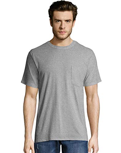 Hanes Men's Workwear Short Sleeve Tee (Pack of 2), Light Steel, Large