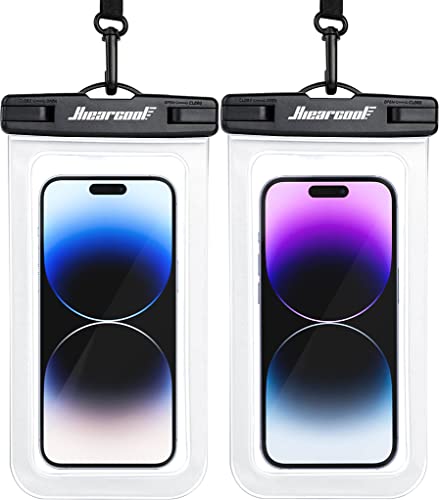 Hiearcool Waterproof Phone Pouch, Waterproof Beach Bag Compatible for iPhone 15 14 13 12 Pro Max Up to 8.3', IPX8 Cellphone Kayak Accessories, Travel Essentials for Beach -Clear-2Pack