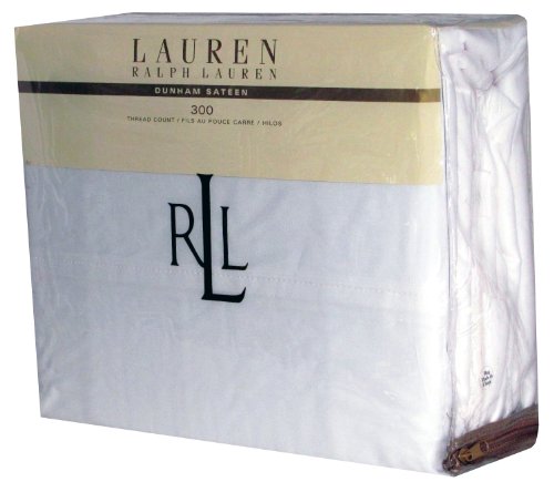 Lauren Ralph Lauren 3 Piece Twin Dunham Sateen Cotton Sheet Set Solid White