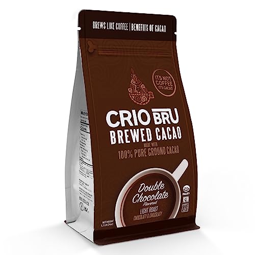 Crio Bru Brewed Cacao Double Chocolate Light Roast - Coffee Alternative Natural Healthy Drink | 100% Pure Ground Cacao Beans | 99.99% Caffeine Free, Keto, Low Carb, Paleo, Non-GMO (1.5 Pound (Pack of 1))