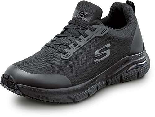 Skechers Work Arch Fit Jake, Men's, Black, Slip On Athletic Style, MaxTrax Slip Resistant, Soft Toe Work Shoe (13.0 M)