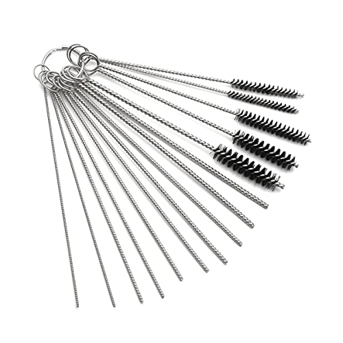 AUCELI Carburetor Carbon Dirt Jet Remove Cleaner, 10 Cleaning Needles + 5 Nylon Brushes Tool Kit for Motorcycle for Welder Carb Chainsaw Spray Guns Torch Tips Firing Hole Stove Burner Holes