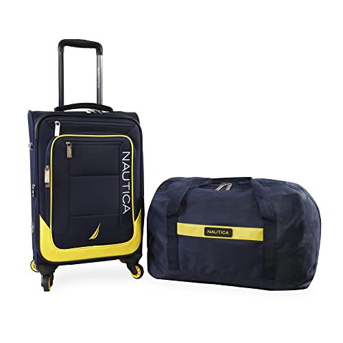 NAUTICA Pathfinder 2pc Softside Luggage Set, Navy/Yellow