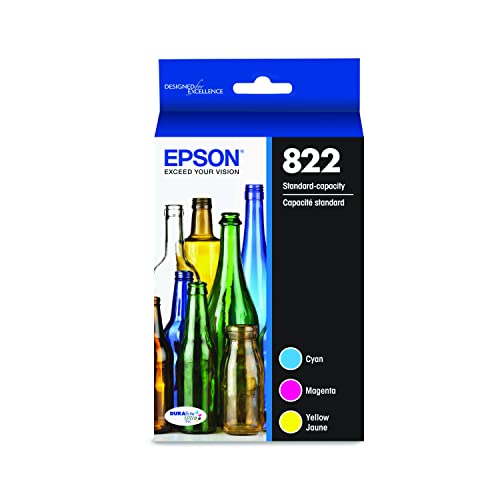 EPSON 822 DURABrite Ultra Ink Standard Capacity Black & Color Cartridge Combo Pack (T822520-S) Works with WorkForce Pro WF-3820, WF-3823, WF-4820, WF-4830, WF-4833, WF-4834