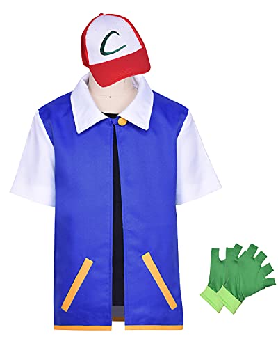 New&Yi Adult Costume Cosplay Jacket Gloves Hat Sets for Trainer Halloween Hoodie (Large,Blue)