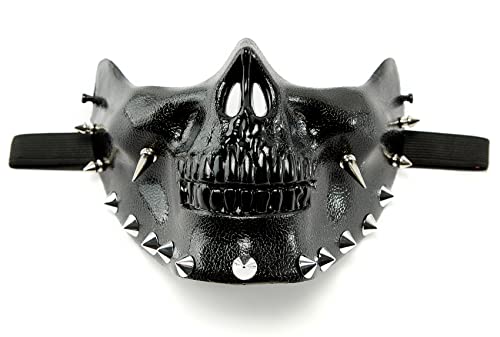 BAWASEEHI Steampunk Mask Men Masquerade Skeletal Spike Half Face Skull Mask Costume Cosplay