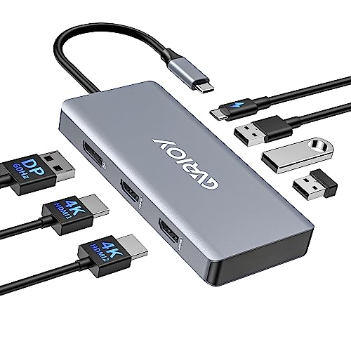 USB C to Dual HDMI Adapter, Multi Display Docking Station Dual Monitor with 2 HDMI, Displayport, 100W PD, 3 USB Ports, USB C Hub Multiport Dongle Compatible with MacBook/Dell/HP/Lenovo Laptops