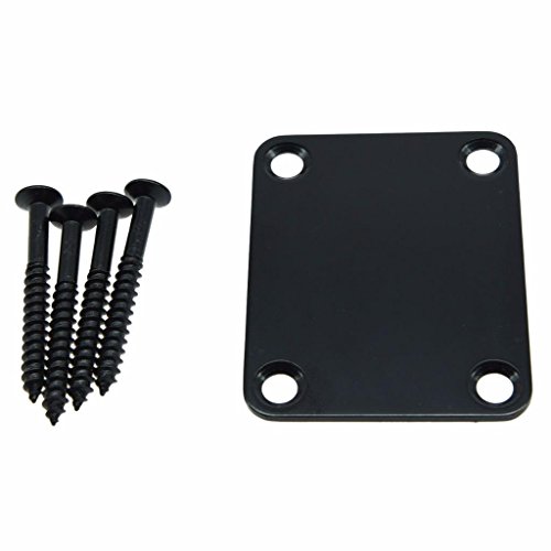 Dopro 4-Bolt Electric Guitar Replacement Neckplate Bass Metal Neck Plate with Screws for FD Strat Tele or Basses Black