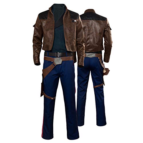 Adult Men's Han Solo Cosplay Costume Halloween Cosplay Full Set Outfits Solo Costume Han Solo Boots (Medium, Solo Full Set)