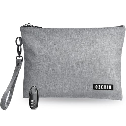 OZCHIN Smell Proof Bags Money Bag Certificates Organizer Lock Bag Travel Storage Case 11 x 8 inch with Combination Lock