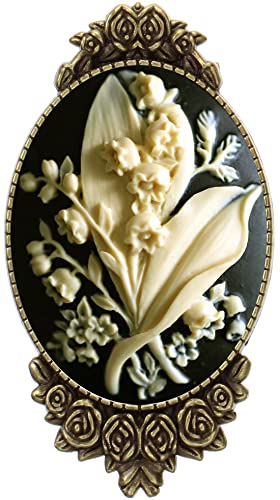 Yspace Flower Brooch Rose Decor Antique Brass Fashion Jewelry Pouch for Gift(Bellflower)