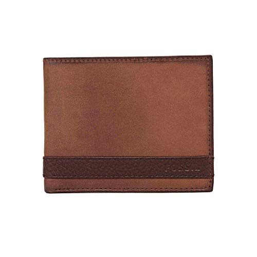 Fossil Men's Quinn Leather Bifold with Flip ID Wallet, Brown, (Model: ML3644200)