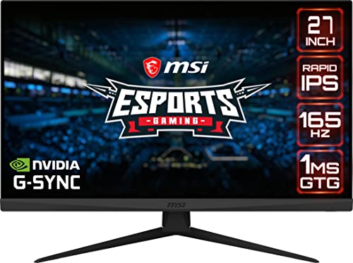 MSI G273QF, 27' Gaming Monitor, 2560 x 1440 (QHD), Rapid IPS, 1ms, 165Hz, G-Sync Compatible, HDMI, Displayport, Tilt