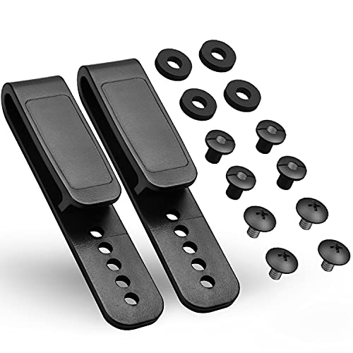 Holster Clips Grip Hook Fit 1.5'' & 1.75'' Belt - 5 Pre-Drilled Hole Tuckable Clip for IWB OWB Kydex, Leather, Hybrid Holster Making - Holster Sheath Grip Hook with Mounting Hardware(Black)