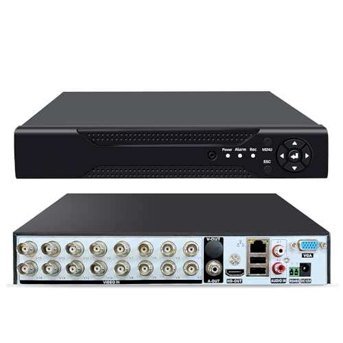 16 Channel 2MP 1080P DVR Recorder Hybrid 6-in-1 DVR H.265+ 16CH Security Digital Video Recorder Support Analog AHD/IP/TVI/CVBS/CVI Camera (No Hard Drive)