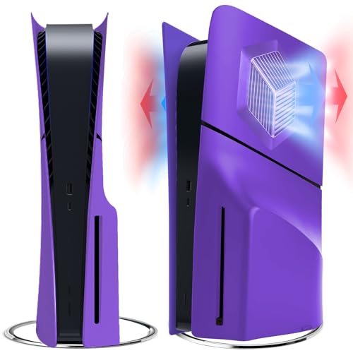 PS5 Slim Plates, PS5 Slim Faceplates with Cooling Vent Compatible with Playstation 5 Slim Console Disc Edition, Hard ABS Shockproof Separated PS5 Replacement Cover Skin Plates for PS5 Slim (Purple)