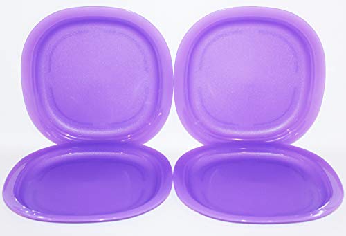 Tupperware Set of 4 Microwave Luncheon Plates 9.5' Square Berry Purple