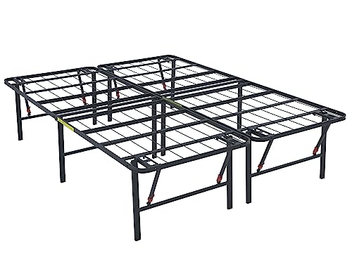 Amazon Basics Foldable Metal Platform Bed Frame with Tool Free Setup, 18 Inches High, Sturdy Steel Frame, No Box Spring Needed, King, Black