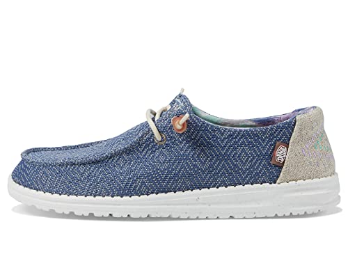 Hey Dude Women's Wendy Knit II Blue Denim Size 8 | Women's Shoes | Women's Slip On Shoes | Comfortable & Light-Weight