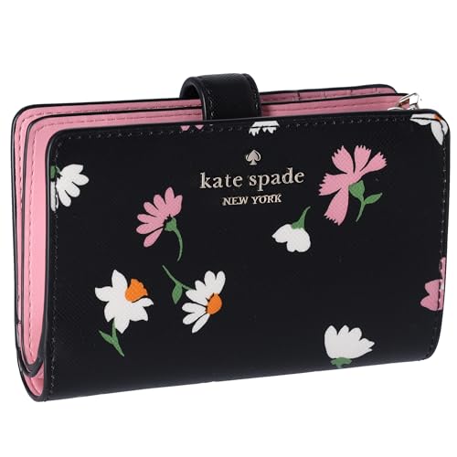 Kate Spade New York Madison Floral Waltz Medium Compact Bifold Wallet In Black Multi