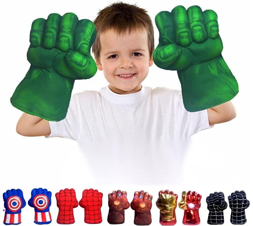 FAIRZOO Incredible HOK Superheros Gauntlet Smash Hands Fists Big Soft Plush Gloves Pair Costume Green