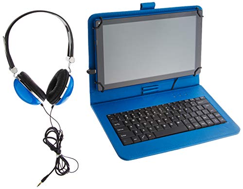 Ematic 10-Inch Android 7.1 (Nougat), Quad-Core 16GB Tablet with Folio Case and Headphones, Blue