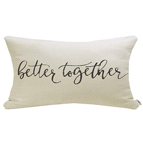 Meekio Farmhouse Pillow Covers with Better Together Quote 12' x 20' Farmhouse Rustic Décor Lumbar Pillow Covers with Saying Housewarming Gifts Family Room Décor