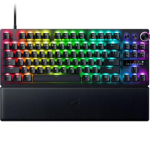 Razer Huntsman V3 Pro TKL Gaming Keyboard: Analog Optical Switches w/Rapid Trigger & Adjustable Actuation - Media Keys & Dial - Doubleshot PBT Keycaps - Aluminum Top Plate - Wrist Rest