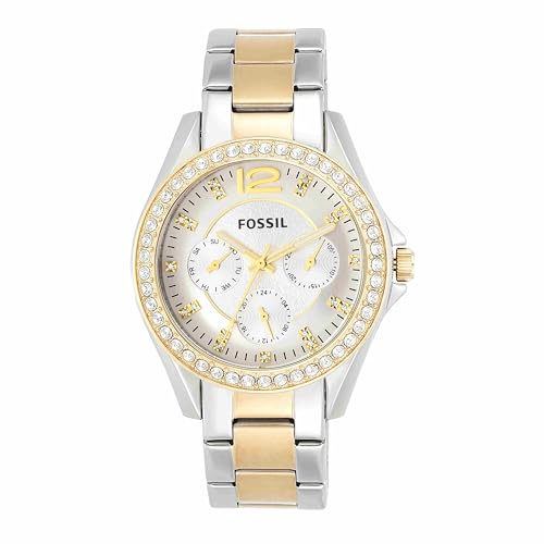 Fossil Women's Riley Quartz Stainless Steel Multifunction Watch, Color: Gold/Silver (Model: ES3204)