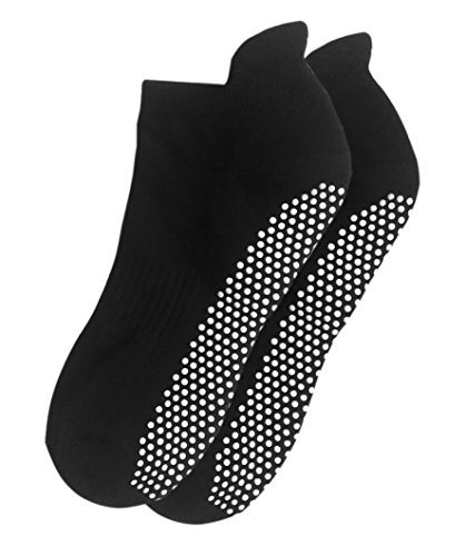 RATIVE Anti Slip Non Skid Barre Yoga Pilates Hospital Socks with grips for Adults Men Women (Medium, 1-Pair/black)